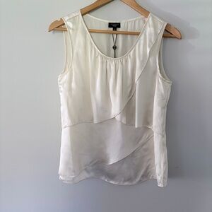 Talbots Silk NWT Cream Layered Tiered Sleeveless Blouse Chic Timeless Classic